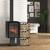 Holzofen Domino mit Standfuß und 3-stufigem Holzfach – 8,5 kW